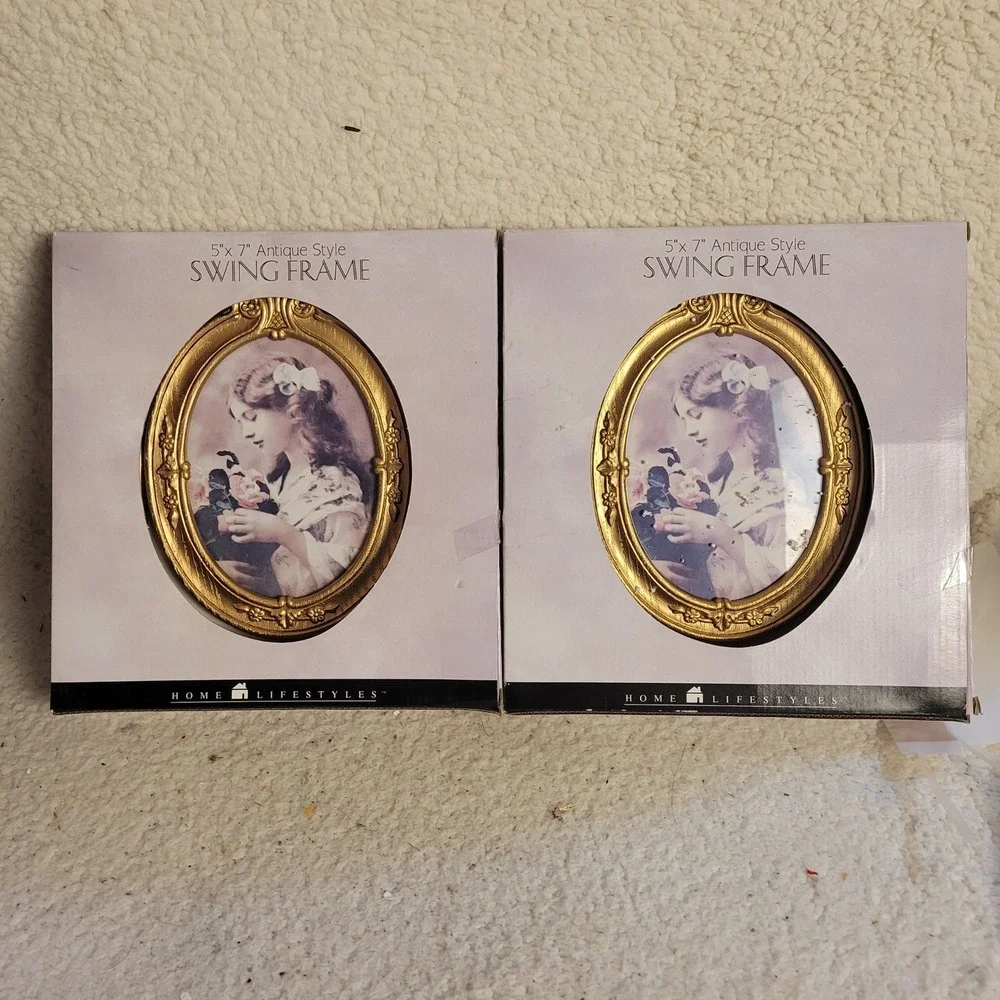Vintage Home Lifestyles Gold Ornate Swing Picture Frames 5x7 Victorian Pair